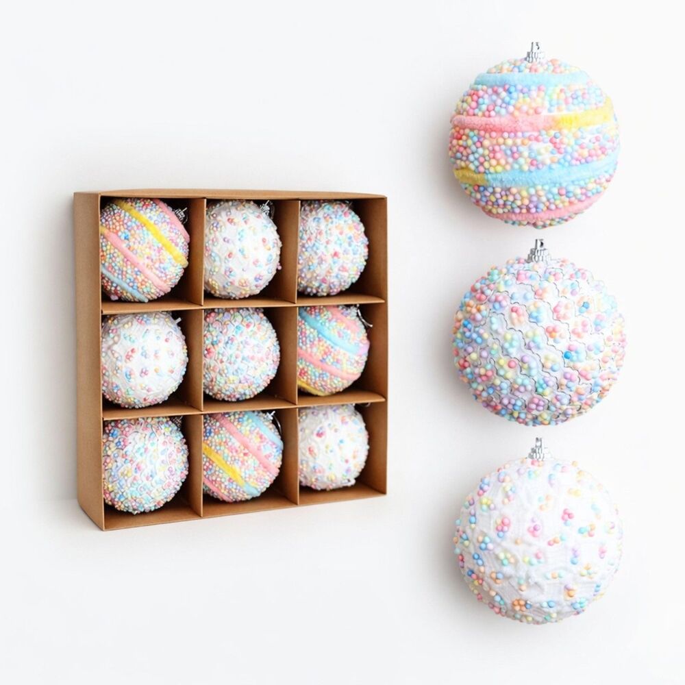 Nazada Set of 9 3" Christmas Candy Color Pastel Macaron Shatterproof Foam Balls - Picture 5 of 11